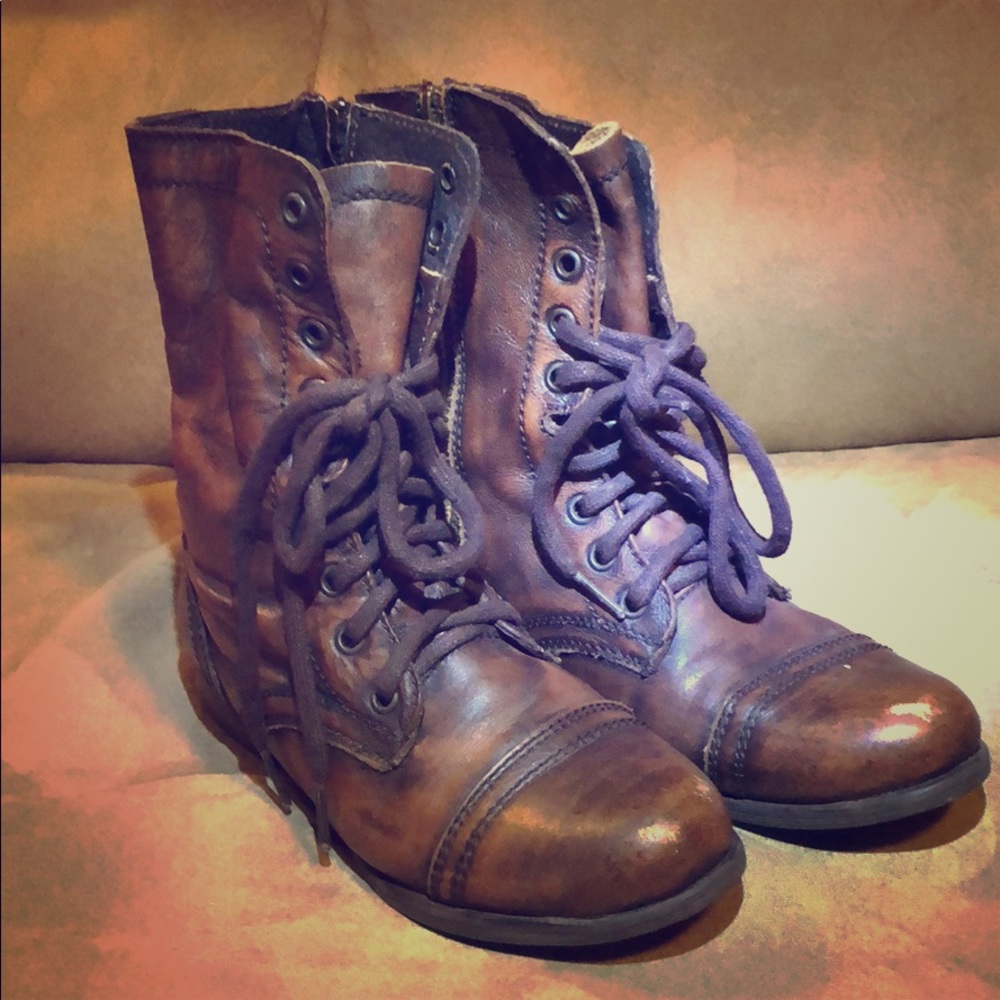 Steve Madden Troopa combat boots brown leather